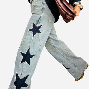 Star-Studded Flare Jeans in Gray